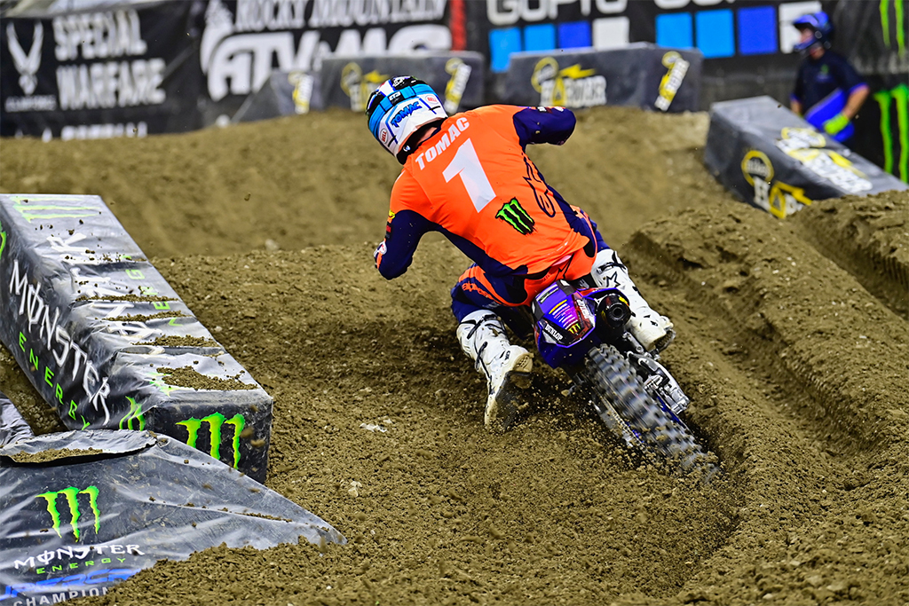 Monster Energy Yamaha Star Racing’s Eli Tomac finishes eighth despite challenging conditions at the Lucas Oil Stadium