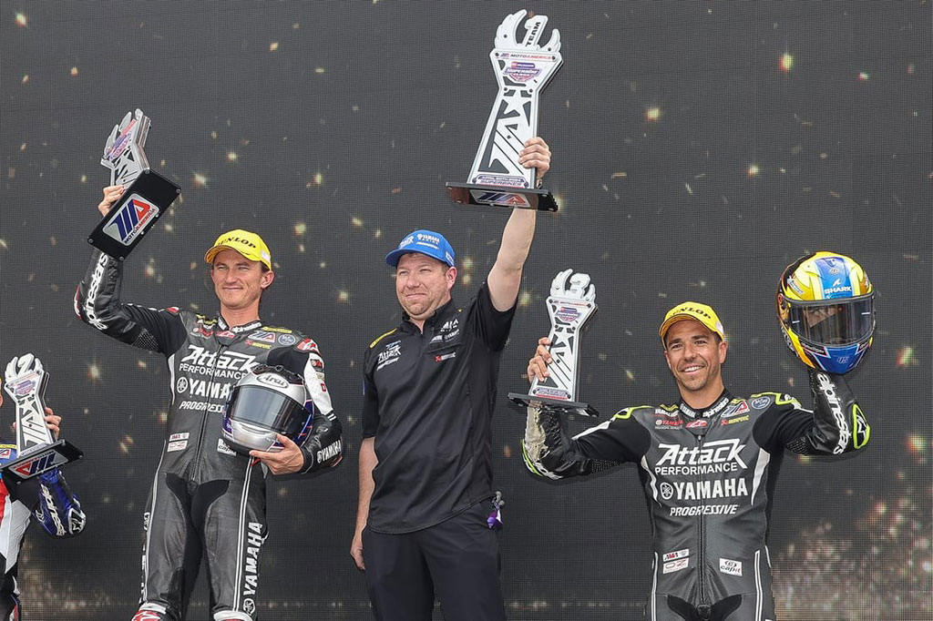 Jake Gagne and Cameron Petersen finish first and third, respectively, in MotoAmerica Superbike Race 2 at Road Atlanta