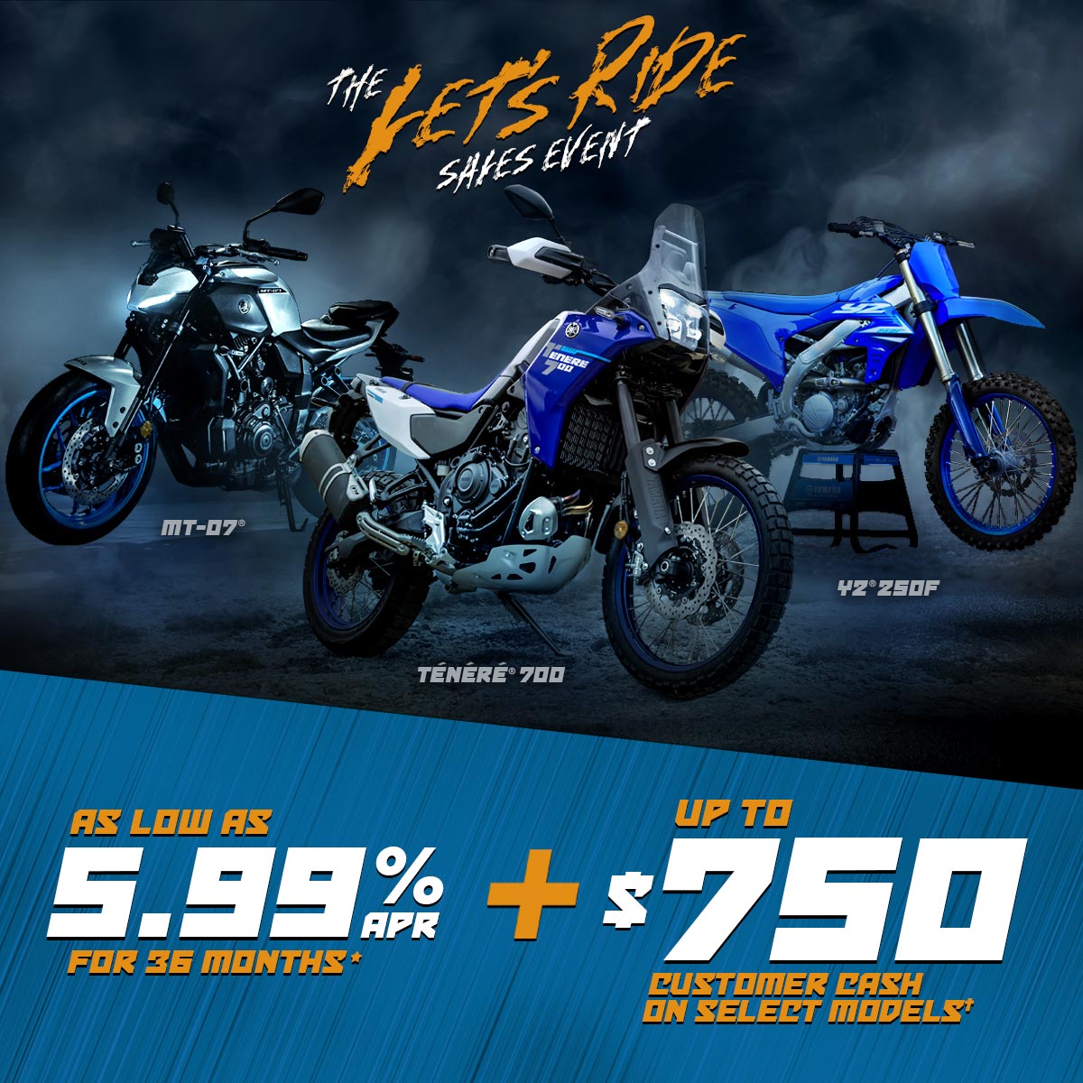 LET'S RIDE MCY - AS LOW AS 5.99% APR FOR 36 MONTHS PLUS UP TO $1,000 CUSTOMER CASH ON SELECT MODELS